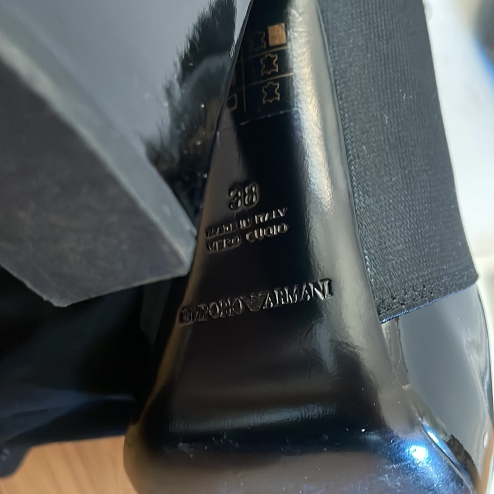 Emporio Armani black patent leather booties 38 - Picture 4 of 11